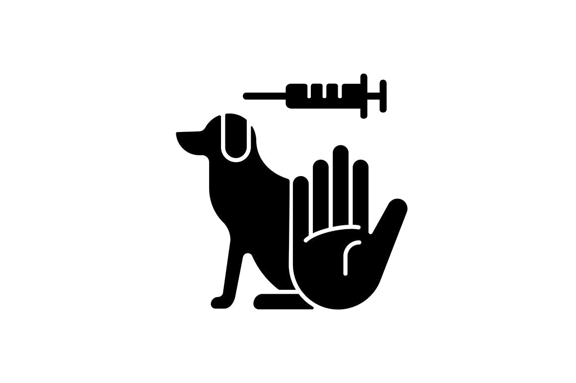 No animal testing black glyph icons set on white space