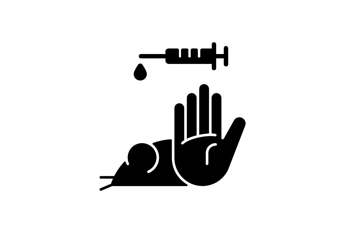 No animal testing black glyph icons set on white space