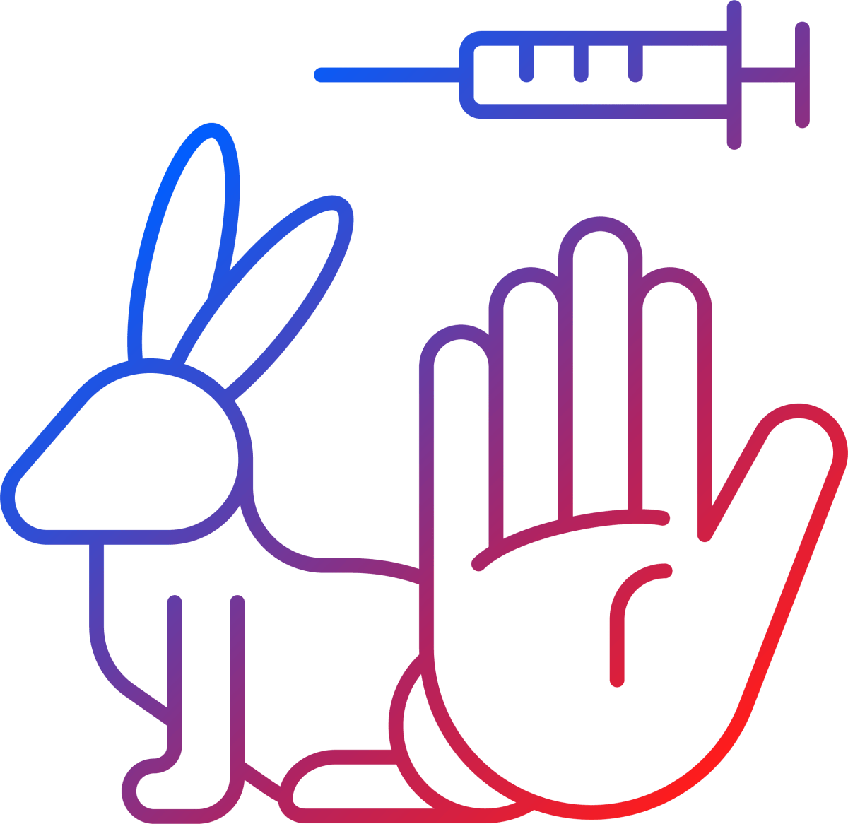 No animal testing gradient linear vector icons set