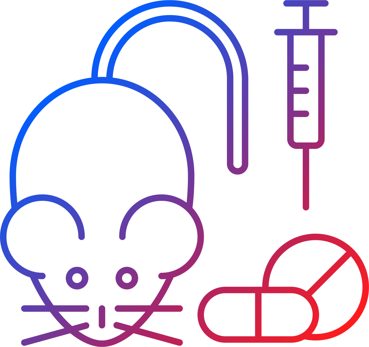 No animal testing gradient linear vector icons set