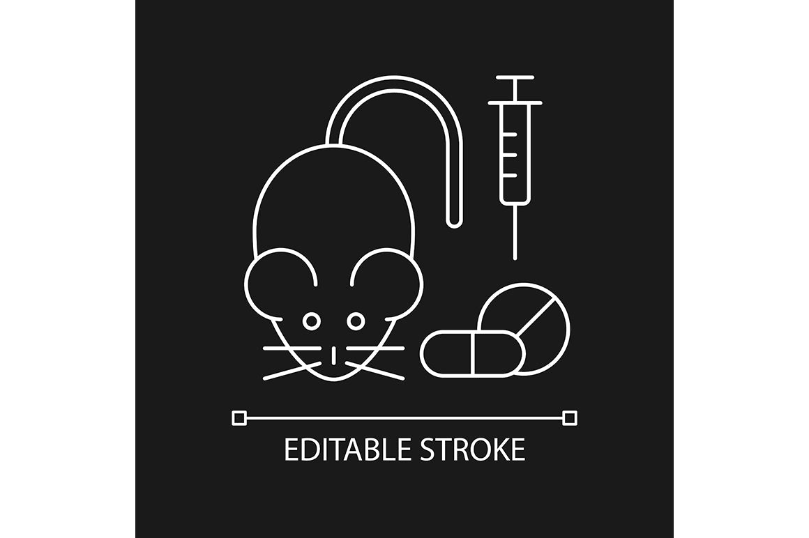 No animal testing linear icons set for dark and light mode