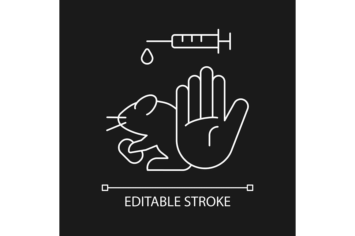 No animal testing linear icons set for dark and light mode
