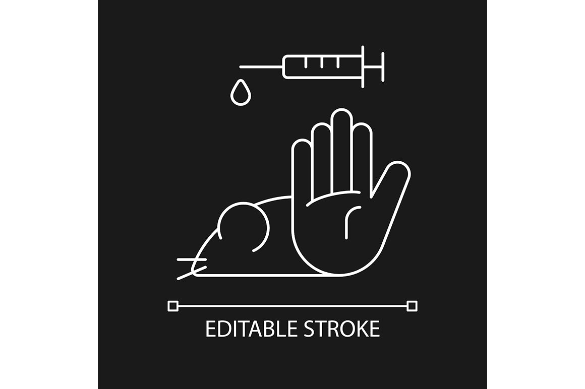 No animal testing linear icons set for dark and light mode