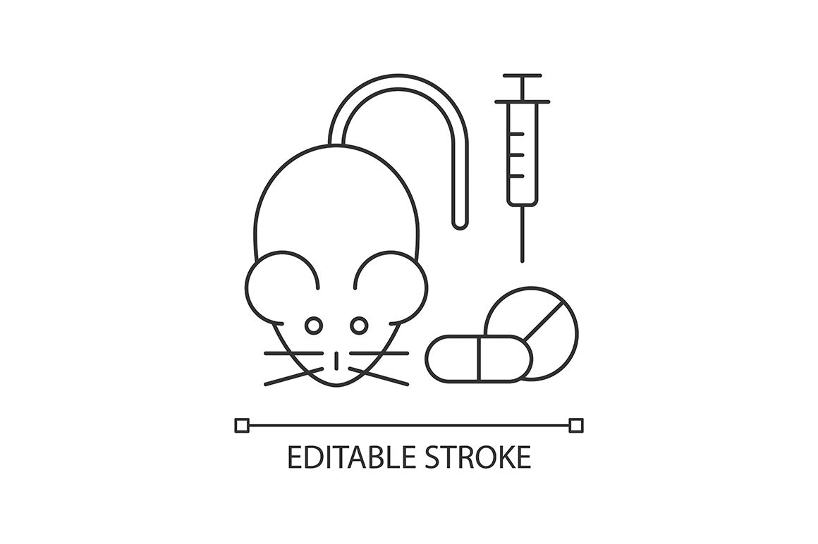 No animal testing linear icons set for dark and light mode