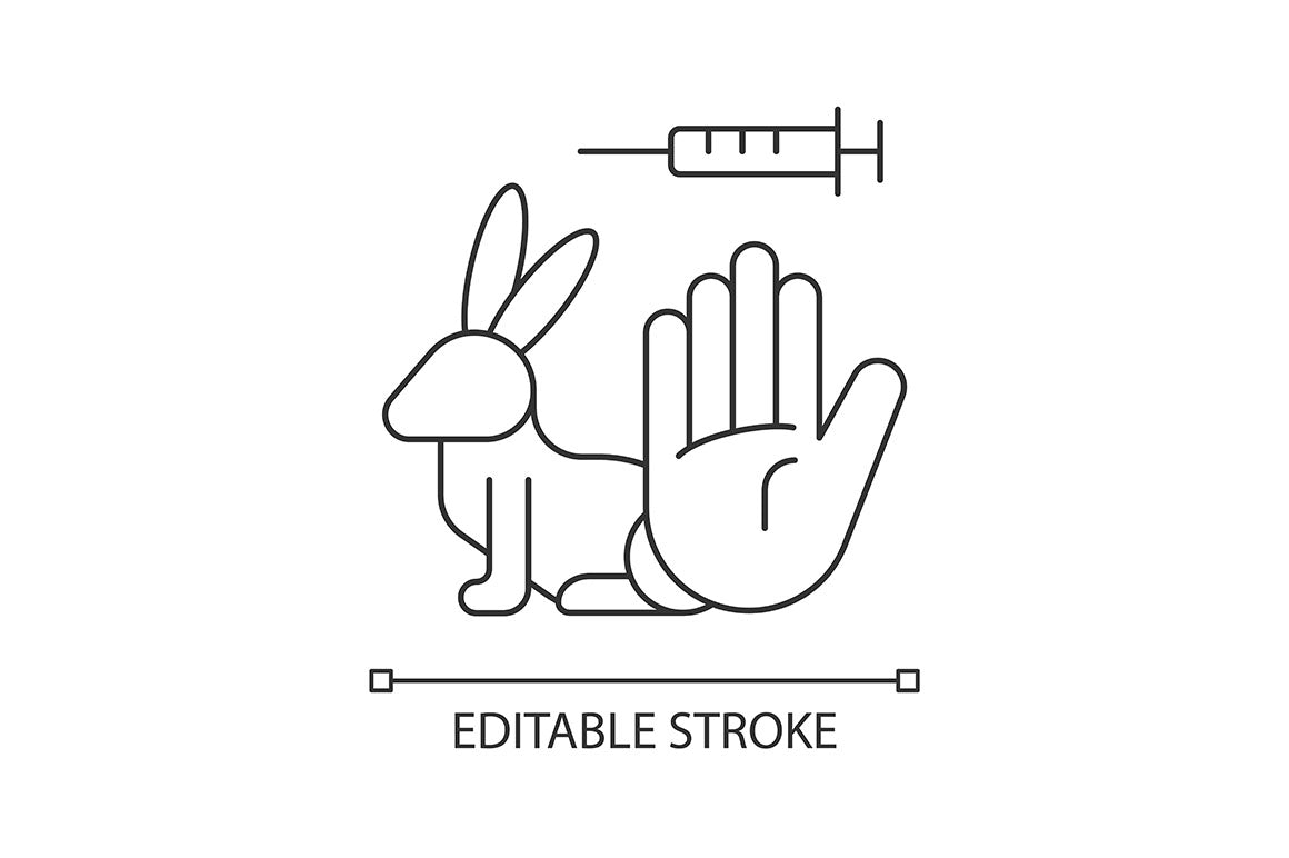 No animal testing linear icons set for dark and light mode
