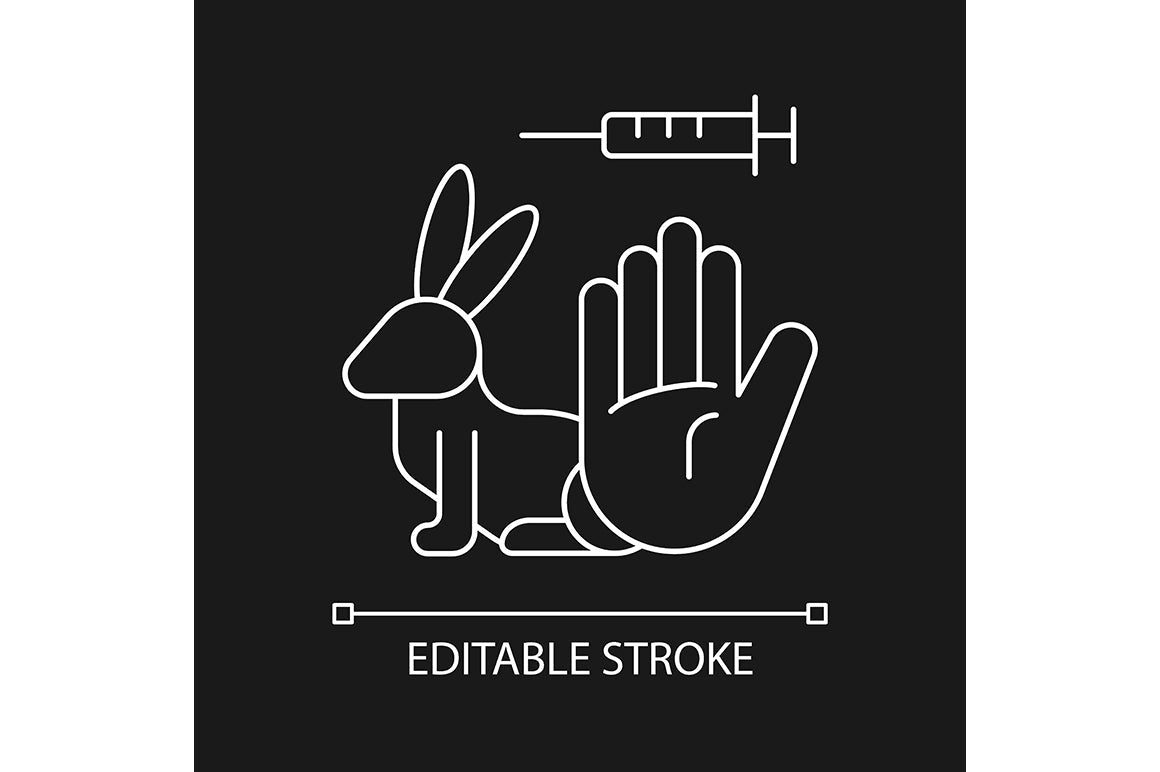 No animal testing linear icons set for dark and light mode