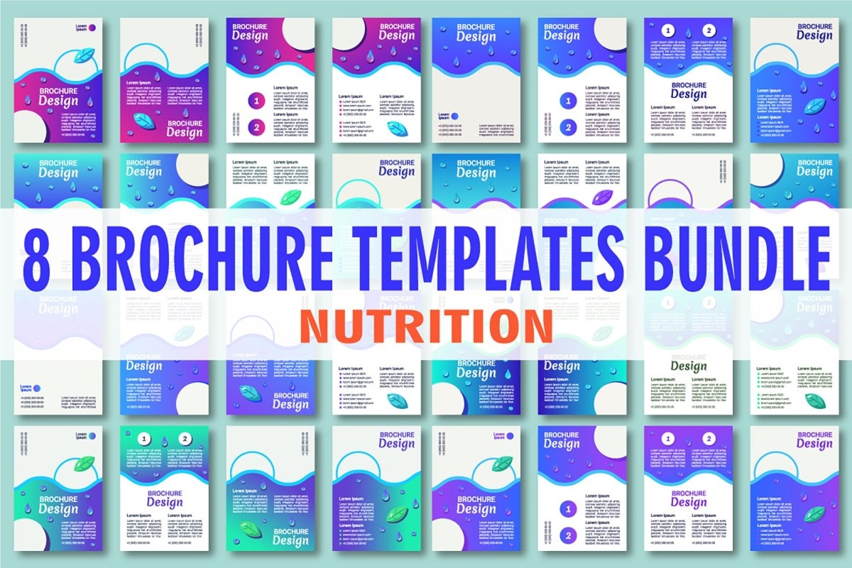 Nutrition blank brochure layout design bundle