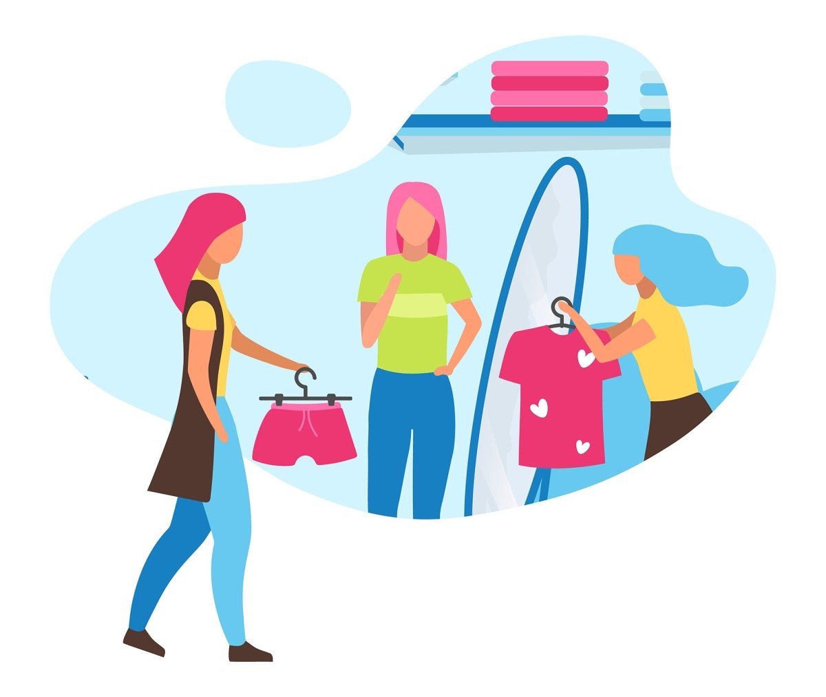 Online and store shopping flat concept icons set