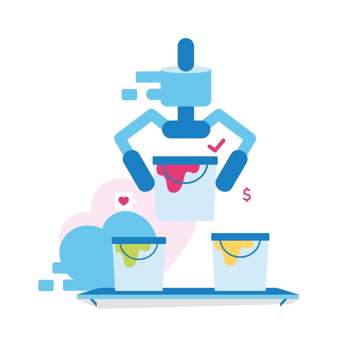 Online and store shopping flat illustrations set