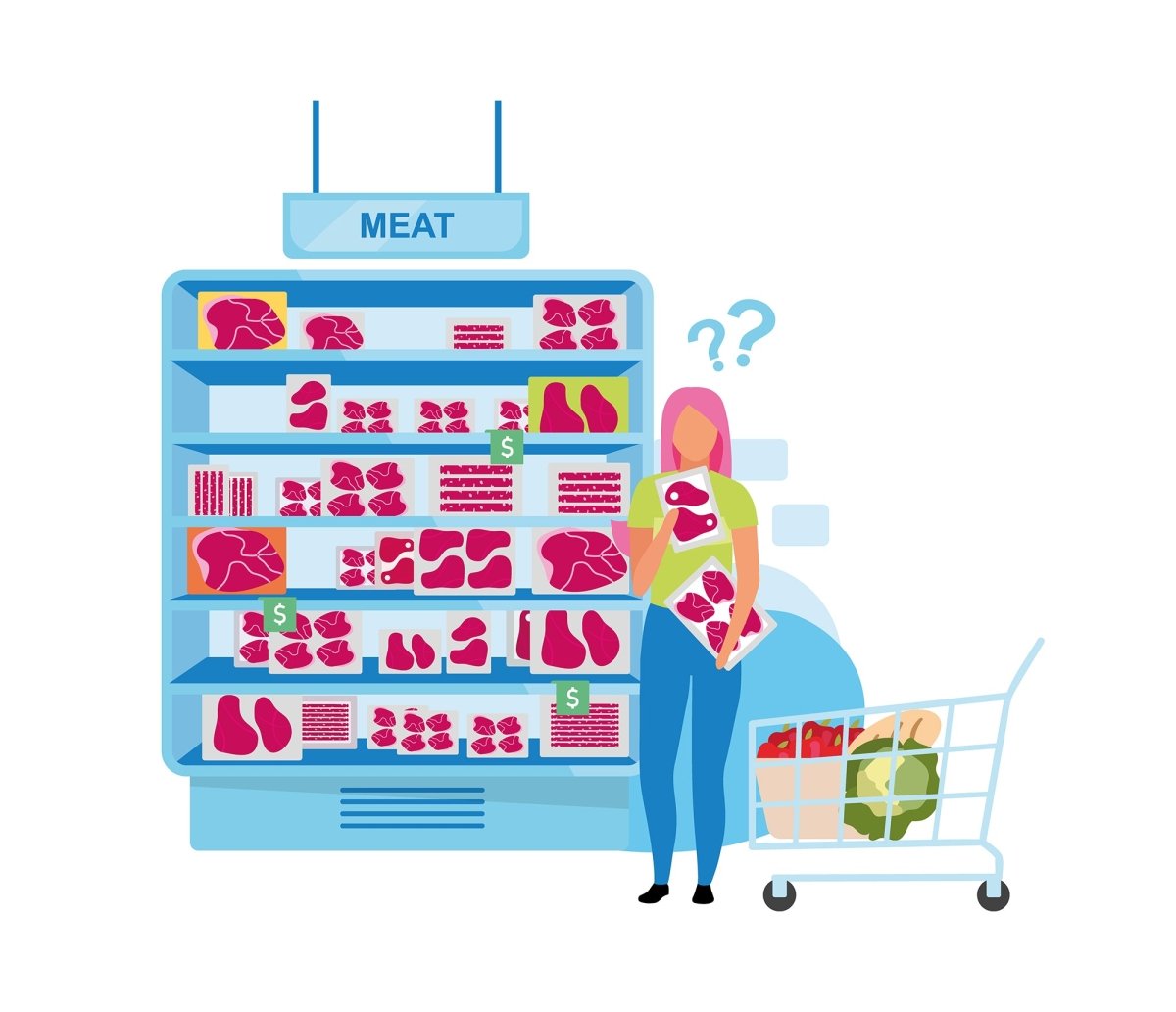 Online and store shopping flat illustrations set