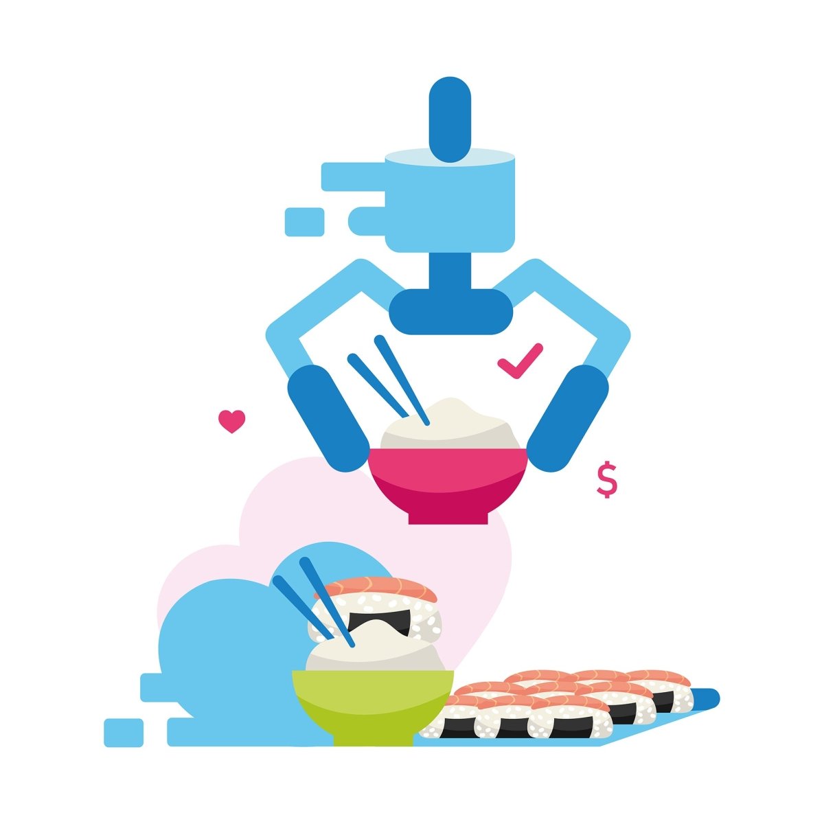 Online and store shopping flat illustrations set