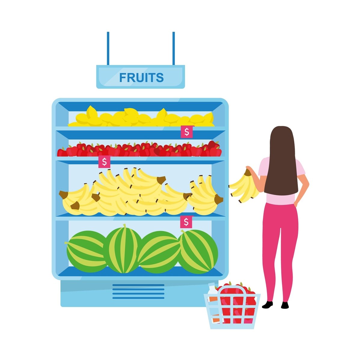 Online and store shopping flat illustrations set