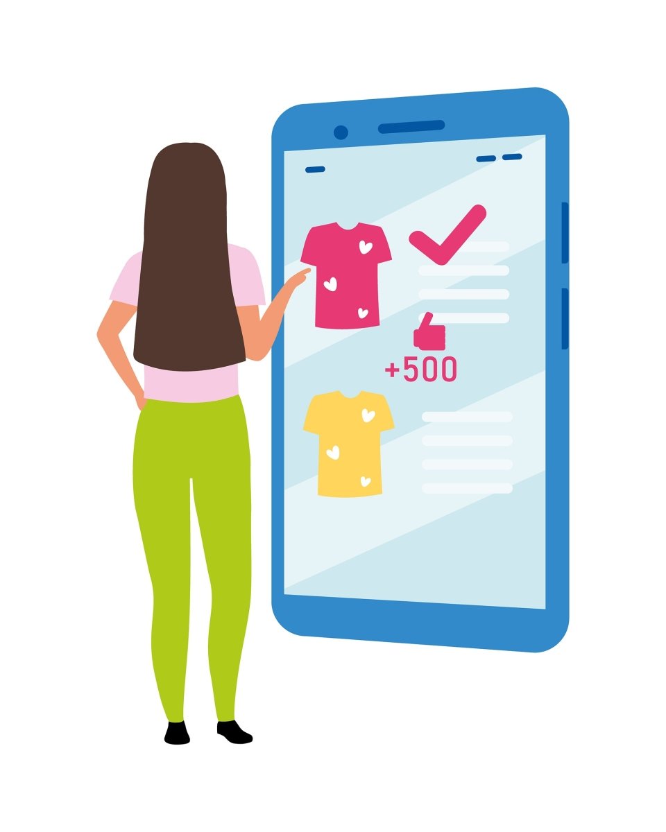 Online and store shopping flat illustrations set