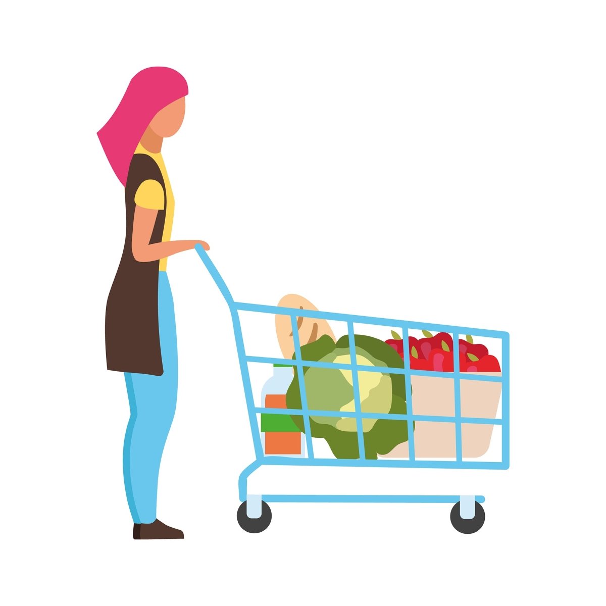 Online and store shopping flat illustrations set
