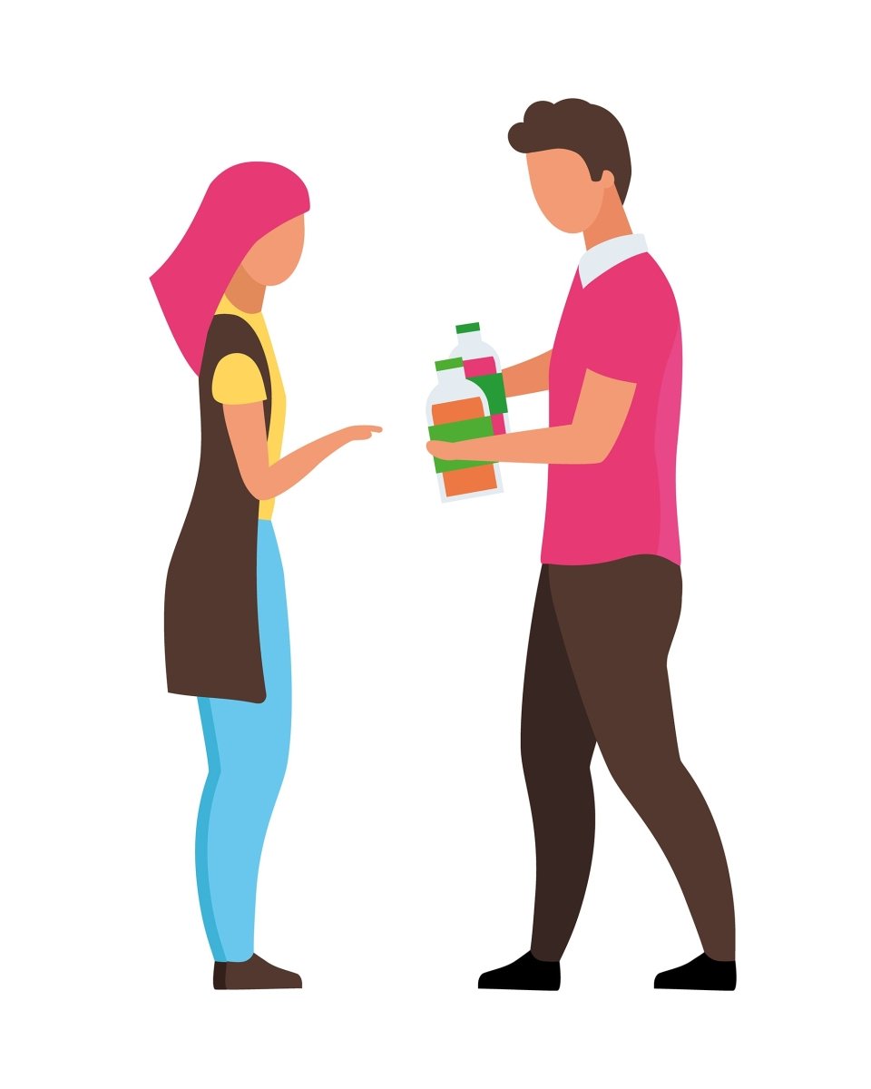 Online and store shopping flat illustrations set