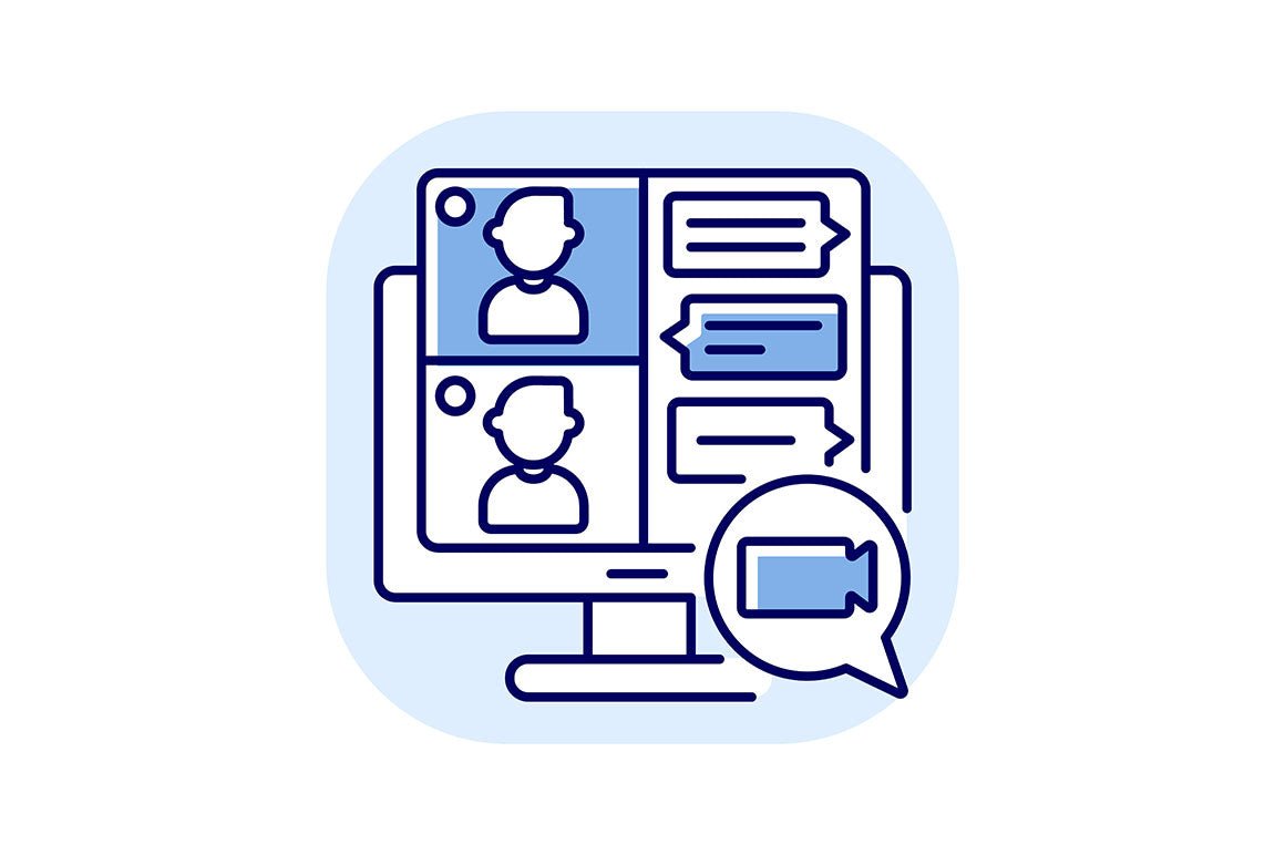 Online conference RGB color icons set