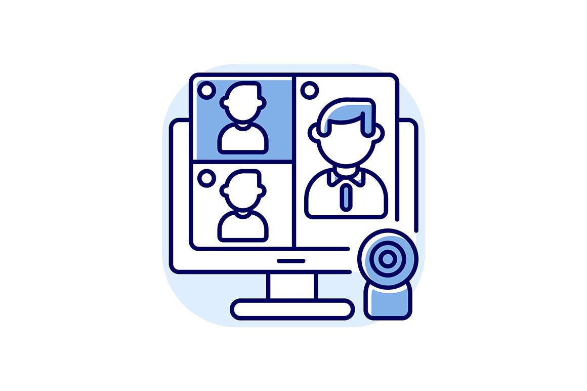 Online conference RGB color icons set