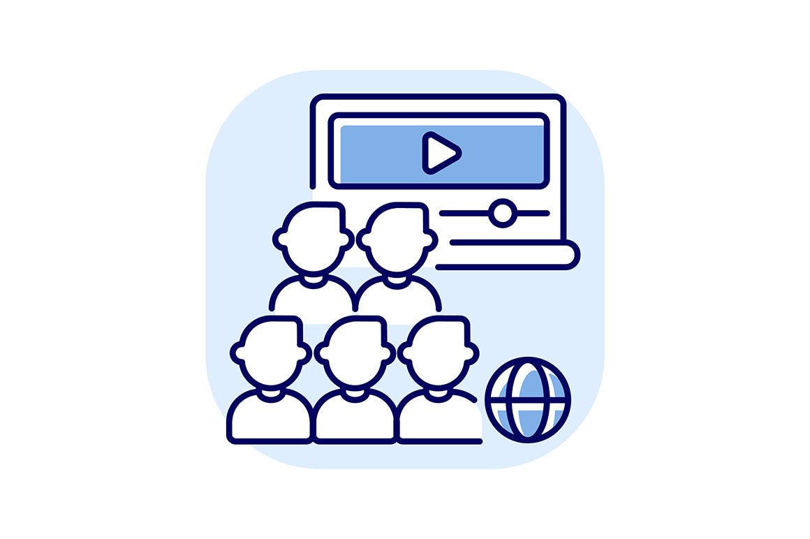 Online conference RGB color icons set