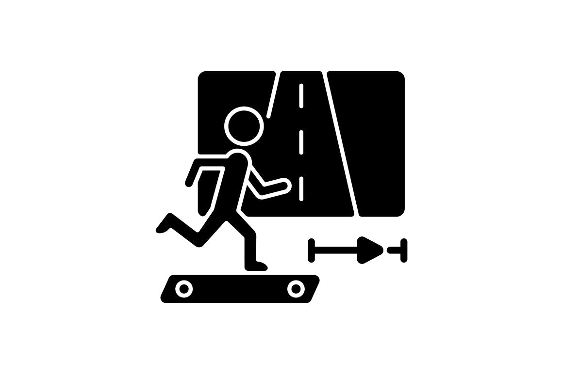 Online fitness apps possibilities black glyph icons set on white space.