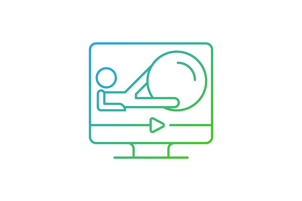 Online fitness apps possibilities gradient linear vector icons set