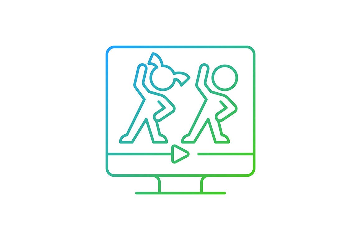 Online fitness apps possibilities gradient linear vector icons set