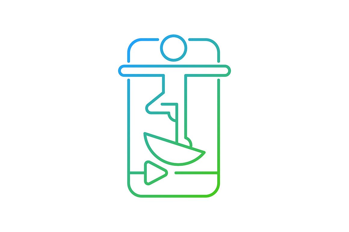 Online fitness apps possibilities gradient linear vector icons set