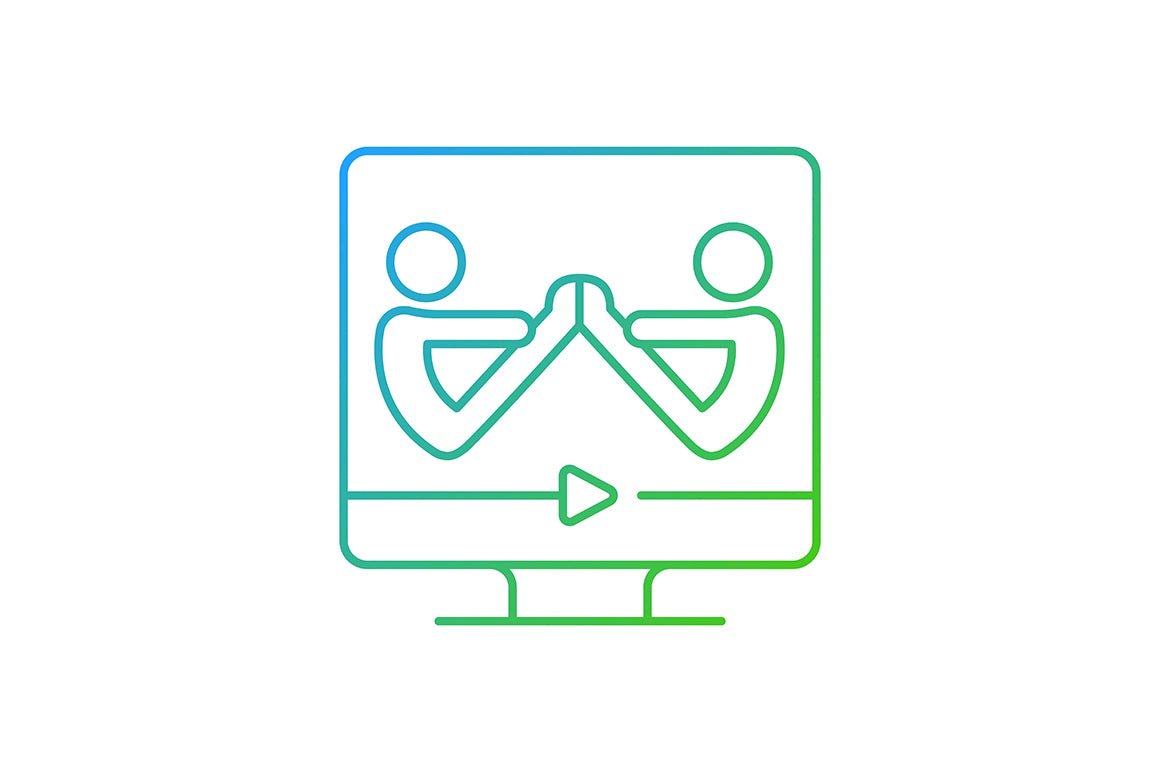Online fitness apps possibilities gradient linear vector icons set