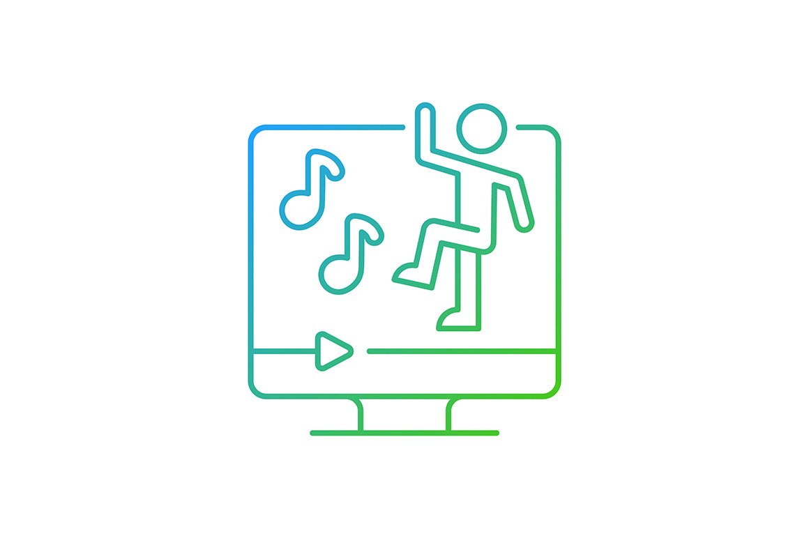 Online fitness apps possibilities gradient linear vector icons set