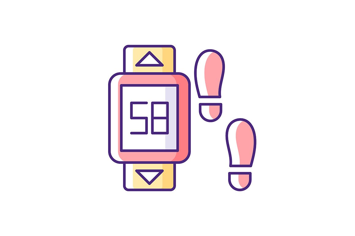 Online fitness apps possibilities RGB color icons set.