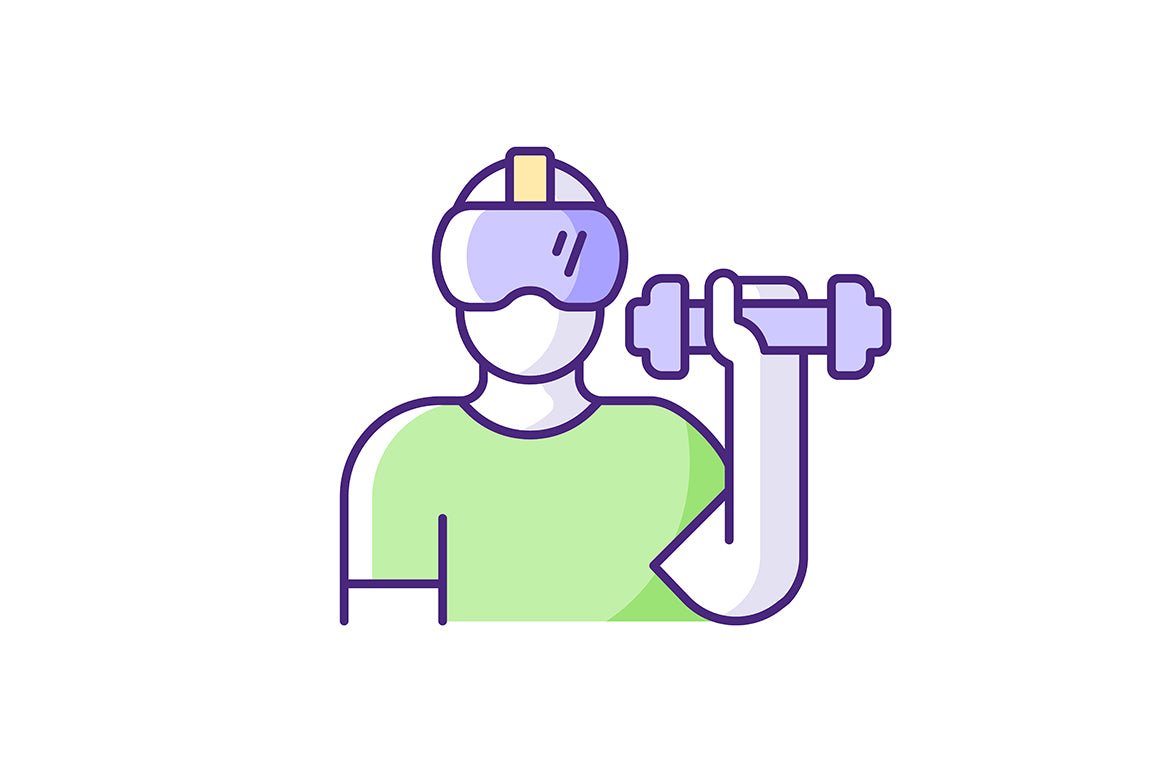Online fitness apps possibilities RGB color icons set.