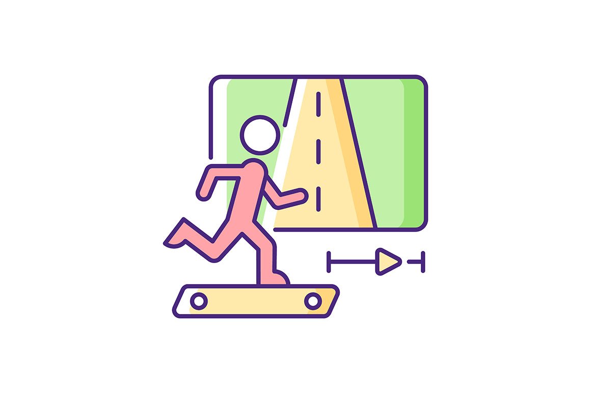 Online fitness apps possibilities RGB color icons set.