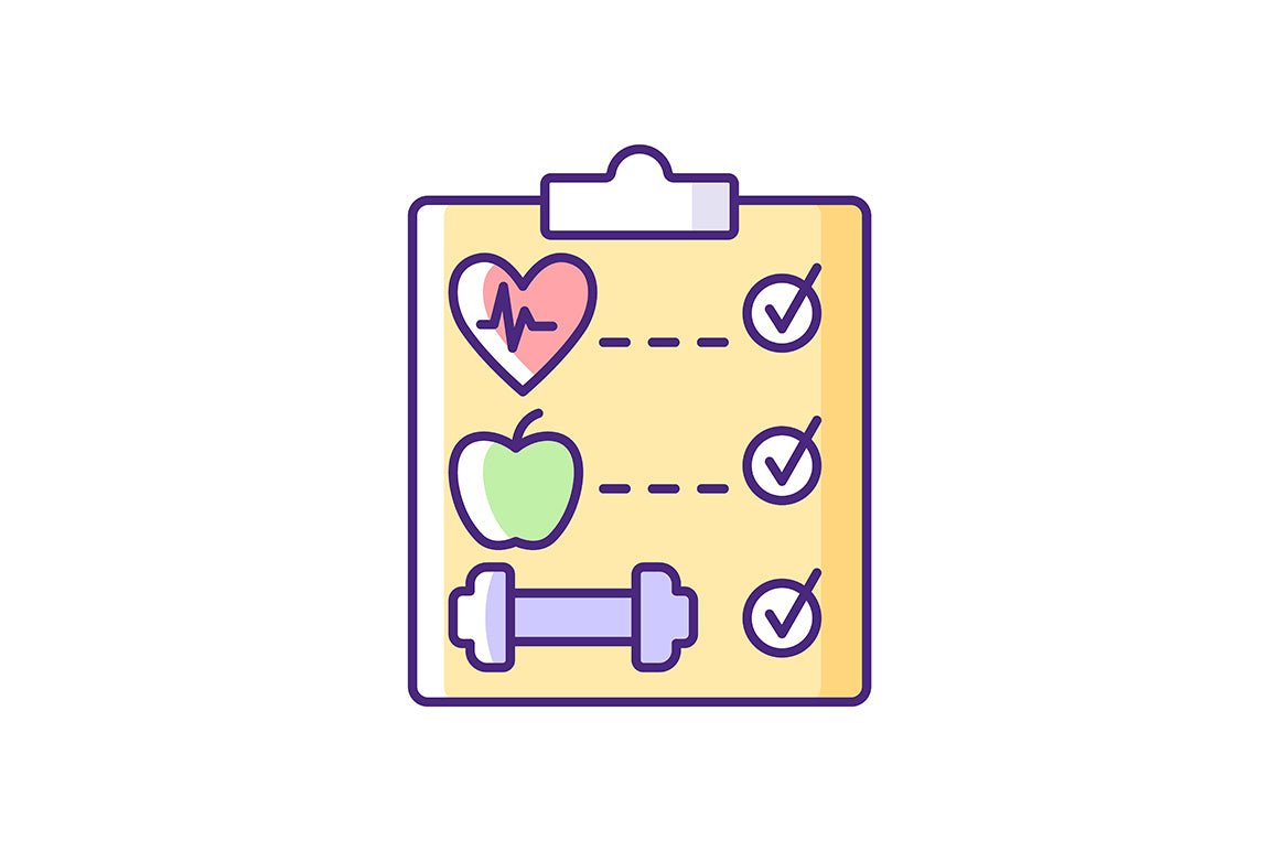Online fitness apps possibilities RGB color icons set.