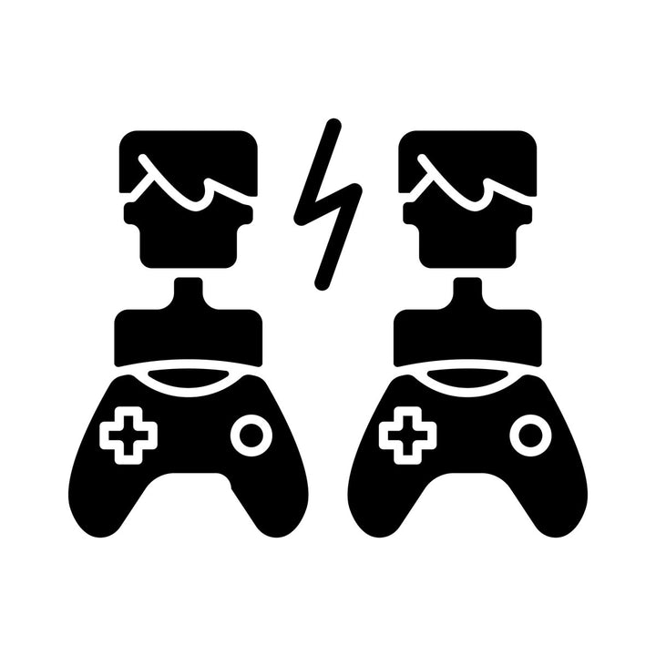 Online game types black glyph icons set on white space