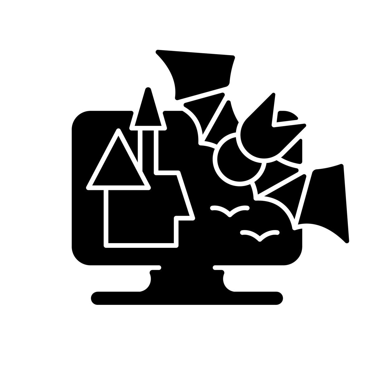Online game types black glyph icons set on white space