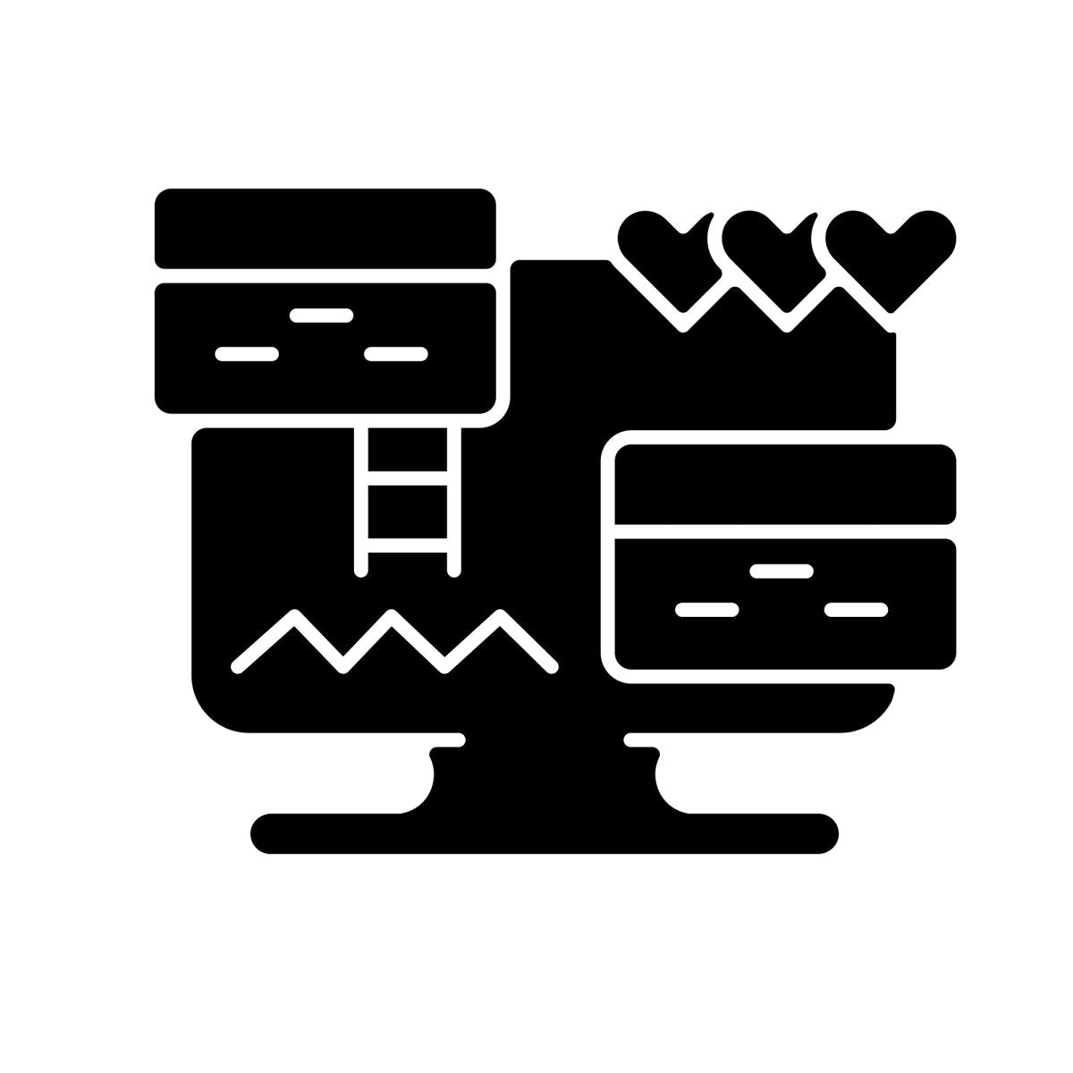 Online game types black glyph icons set on white space