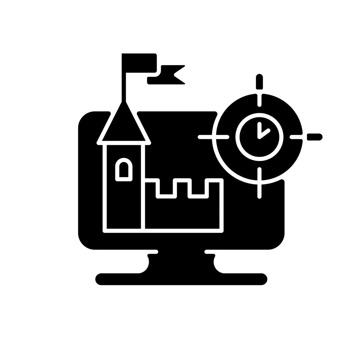 Online game types black glyph icons set on white space