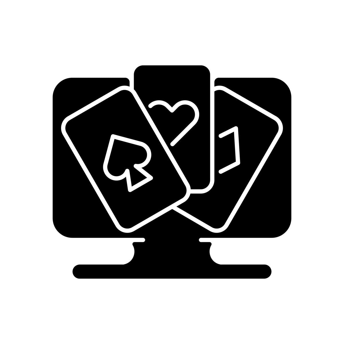 Online game types black glyph icons set on white space