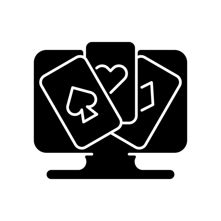 Online game types black glyph icons set on white space