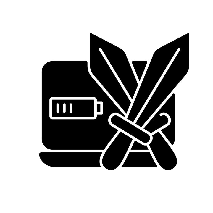 Online game types black glyph icons set on white space