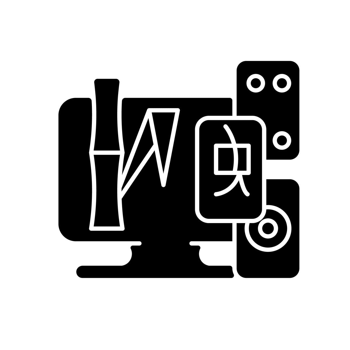Online game types black glyph icons set on white space