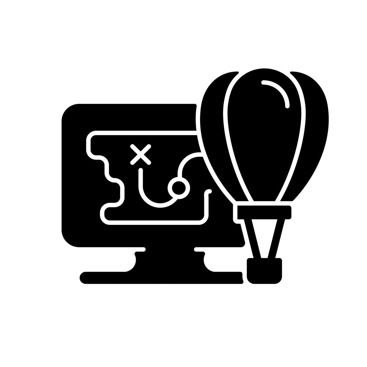 Online game types black glyph icons set on white space