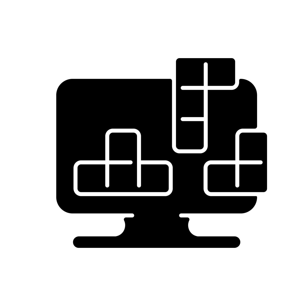 Online game types black glyph icons set on white space