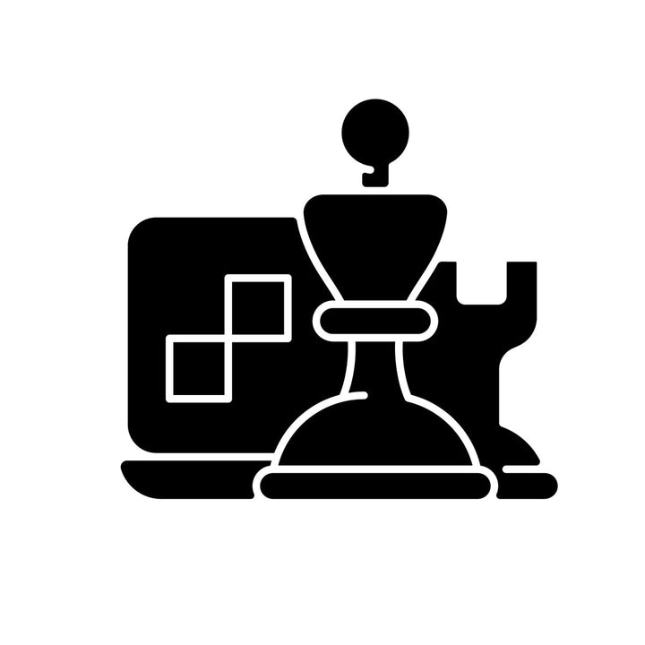 Online game types black glyph icons set on white space
