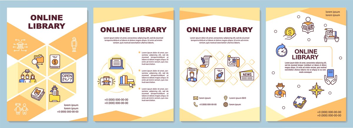 Online library brochure template bundle