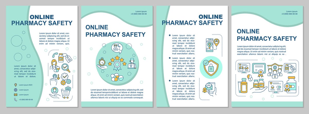 Online pharmacy brochure template set