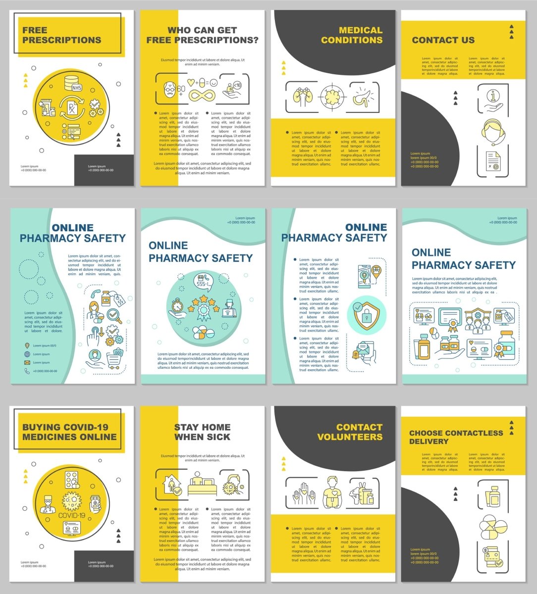 Online pharmacy brochure template set