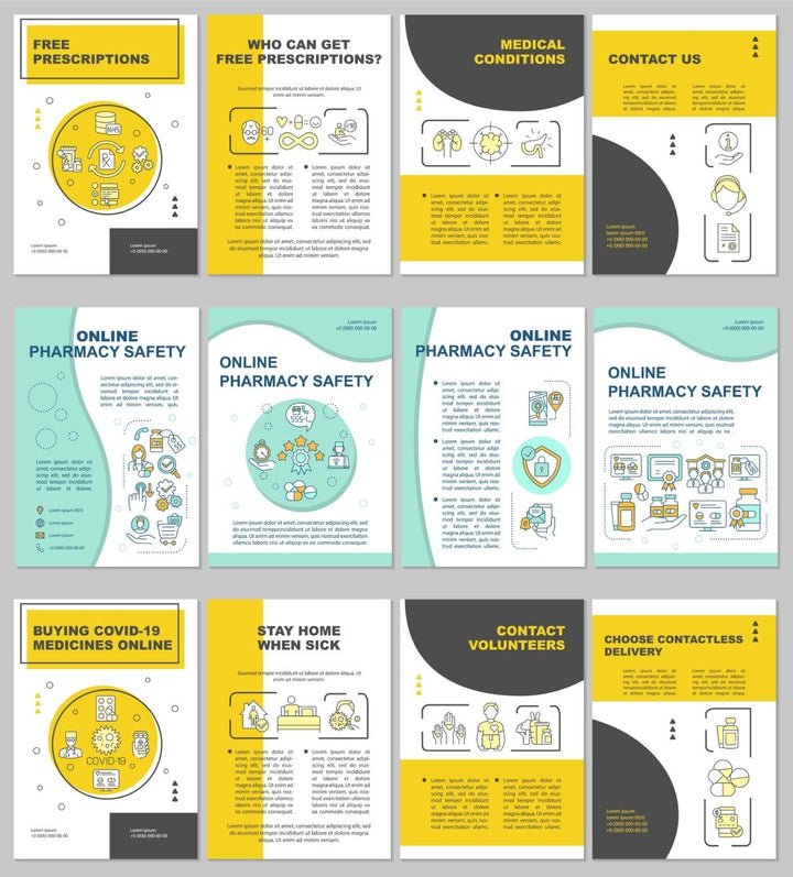 Online pharmacy brochure template set