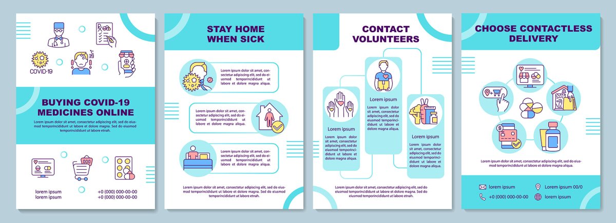Online pharmacy safety brochure template set