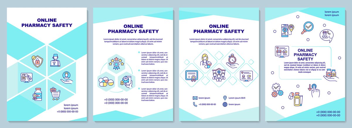 Online pharmacy safety brochure template set