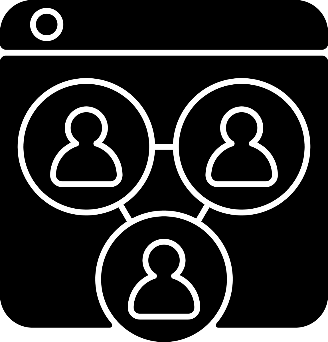 Online platforms black glyph icons set on white space